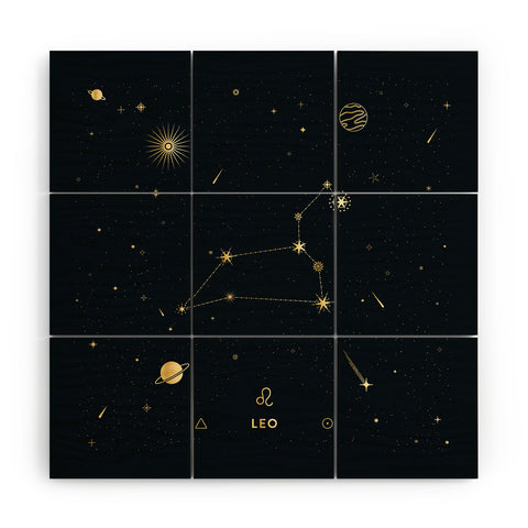 Cuss Yeah Designs Leo Constellation in Gold Wood Wall Mural