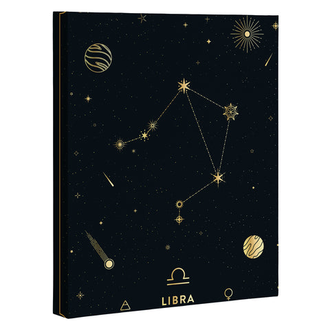 Cuss Yeah Designs Libra Constellation in Gold Art Canvas