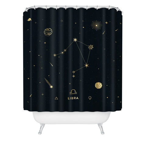 Cuss Yeah Designs Libra Constellation in Gold Shower Curtain