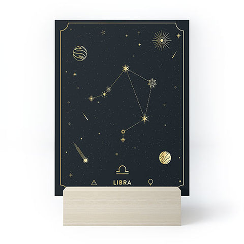 Cuss Yeah Designs Libra Constellation in Gold Mini Art Print