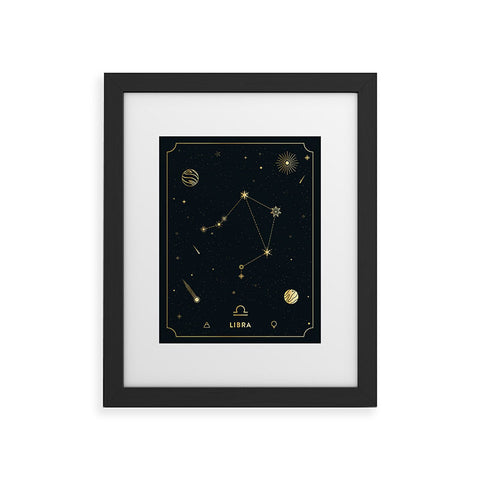 Cuss Yeah Designs Libra Constellation in Gold Framed Art Print