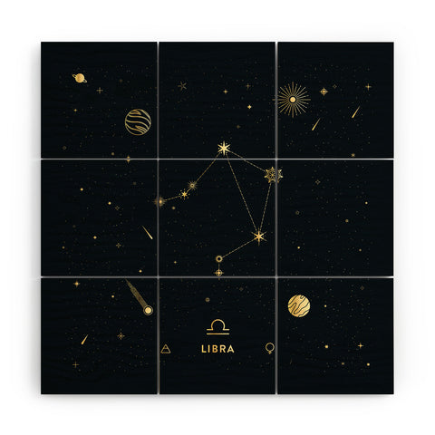 Cuss Yeah Designs Libra Constellation in Gold Wood Wall Mural