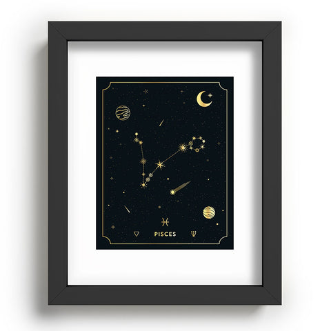 Cuss Yeah Designs Pisces Constellation in Gold Recessed Framing Rectangle