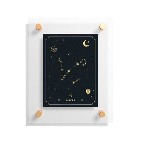 Cuss Yeah Designs Pisces Constellation in Gold Floating Acrylic Print