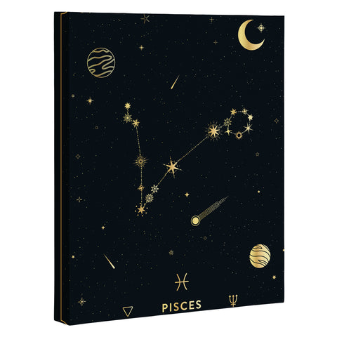 Cuss Yeah Designs Pisces Constellation in Gold Art Canvas