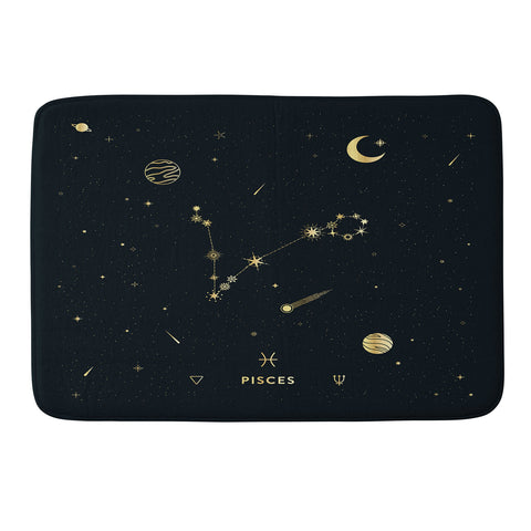Cuss Yeah Designs Pisces Constellation in Gold Memory Foam Bath Mat