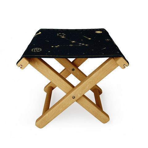 Cuss Yeah Designs Pisces Constellation in Gold Folding Stool