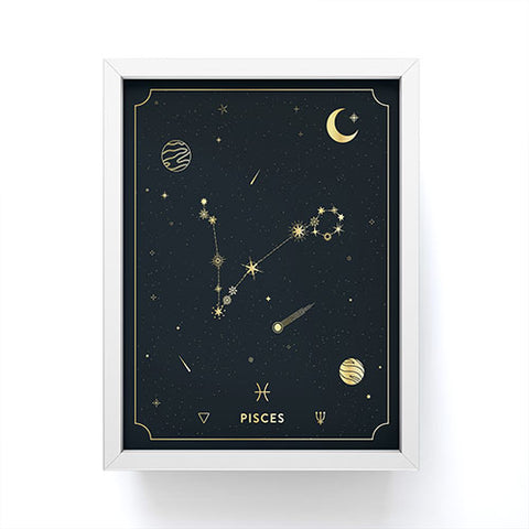 Cuss Yeah Designs Pisces Constellation in Gold Framed Mini Art Print