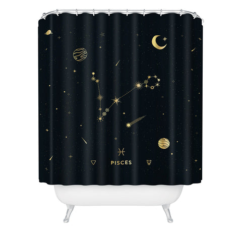 Cuss Yeah Designs Pisces Constellation in Gold Shower Curtain