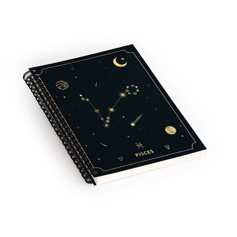 Cuss Yeah Designs Pisces Constellation in Gold Spiral Notebook