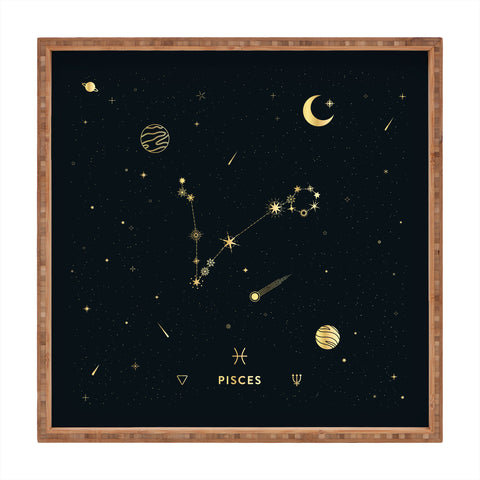 Cuss Yeah Designs Pisces Constellation in Gold Square Tray