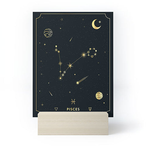 Cuss Yeah Designs Pisces Constellation in Gold Mini Art Print