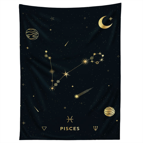 Cuss Yeah Designs Pisces Constellation in Gold Tapestry