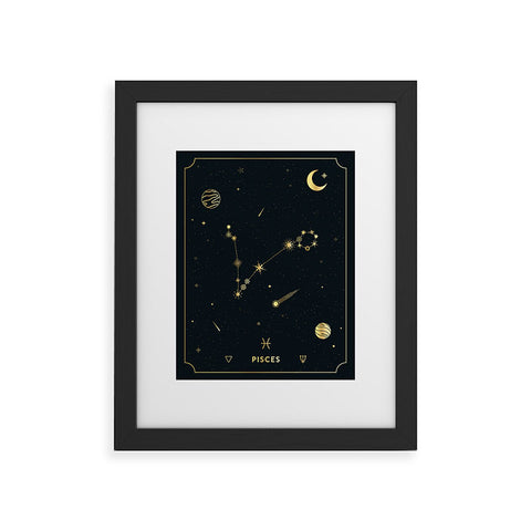 Cuss Yeah Designs Pisces Constellation in Gold Framed Art Print