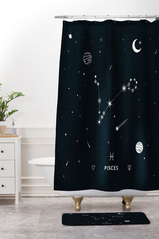 Cuss Yeah Designs Pisces Star Constellation Shower Curtain And Mat