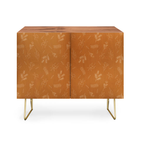 Cuss Yeah Designs Rust Floral Pattern 001 Credenza
