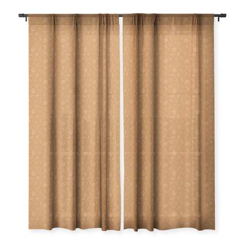 Cuss Yeah Designs Rust Floral Pattern 001 Sheer Window Curtain