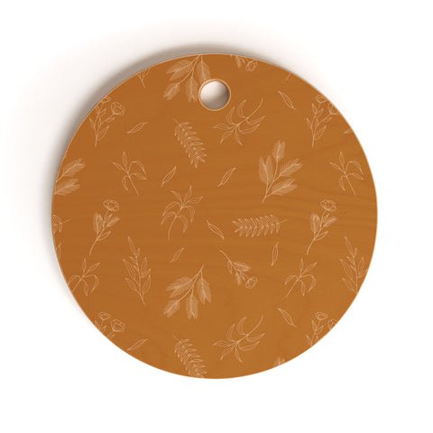 Cuss Yeah Designs Rust Floral Pattern 001 Cutting Board Round