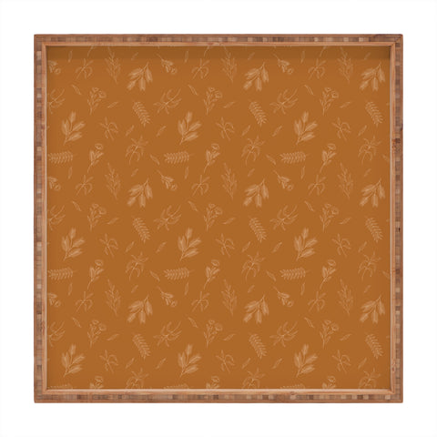 Cuss Yeah Designs Rust Floral Pattern 001 Square Tray