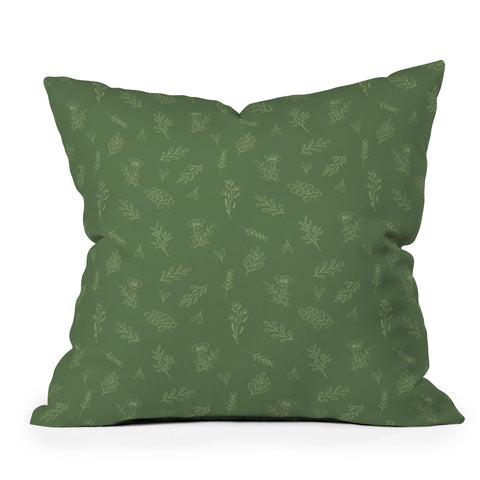 Cuss Yeah Designs Sage Floral Pattern 001 Throw Pillow
