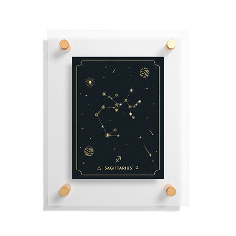 Cuss Yeah Designs Sagittarius Constellation Gold Floating Acrylic Print