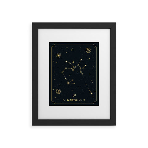 Cuss Yeah Designs Sagittarius Constellation Gold Framed Art Print