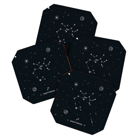 Cuss Yeah Designs Sagittarius Star Constellation Coaster Set