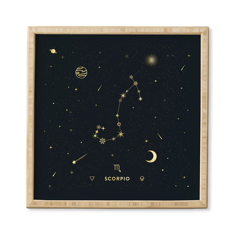 Cuss Yeah Designs Scorpio Constellation in Gold Framed Wall Art