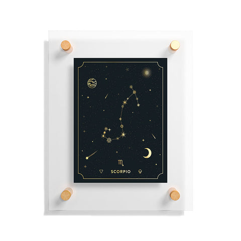 Cuss Yeah Designs Scorpio Constellation in Gold Floating Acrylic Print