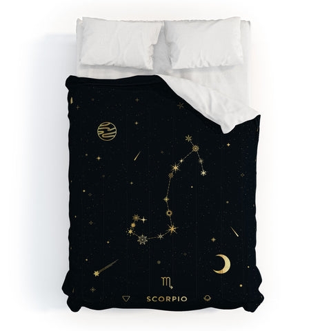 Cuss Yeah Designs Scorpio Constellation in Gold Comforter