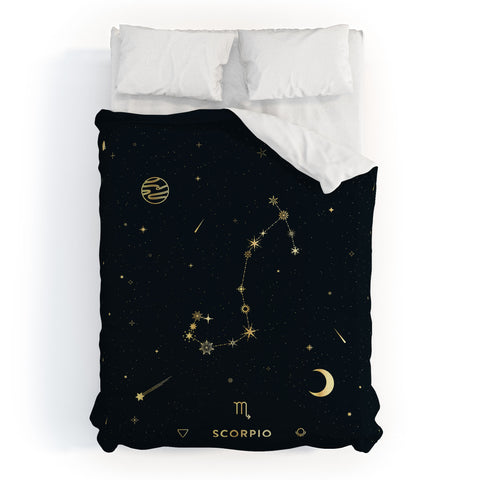Cuss Yeah Designs Scorpio Constellation in Gold Duvet Cover