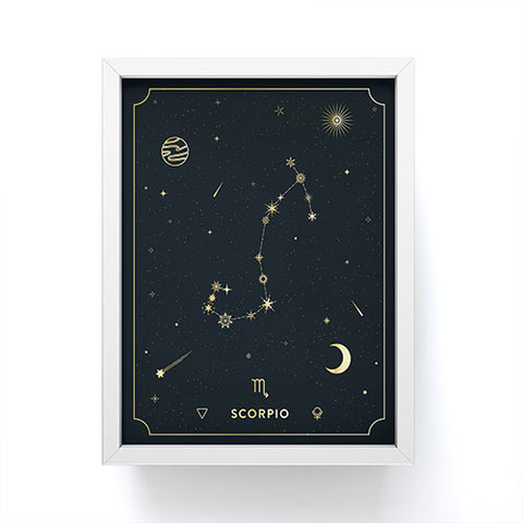 Cuss Yeah Designs Scorpio Constellation in Gold Framed Mini Art Print