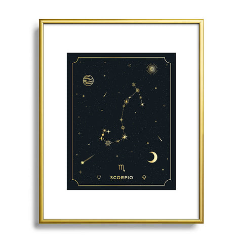 Cuss Yeah Designs Scorpio Constellation in Gold Metal Framed Art Print