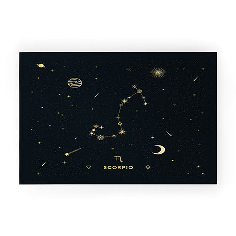 Cuss Yeah Designs Scorpio Constellation in Gold Welcome Mat