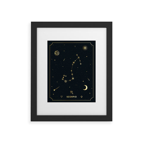 Cuss Yeah Designs Scorpio Constellation in Gold Framed Art Print