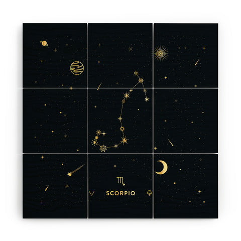 Cuss Yeah Designs Scorpio Constellation in Gold Wood Wall Mural