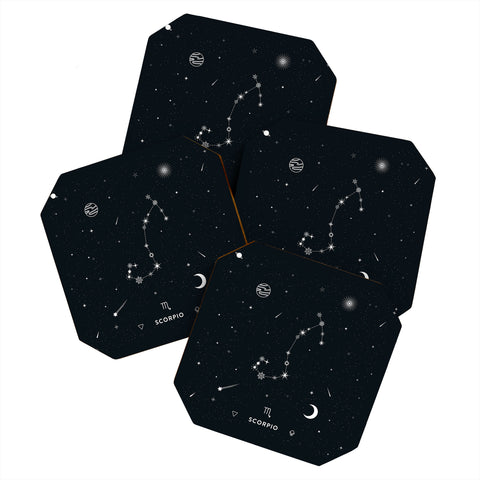 Cuss Yeah Designs Scorpio Star Constellation Coaster Set