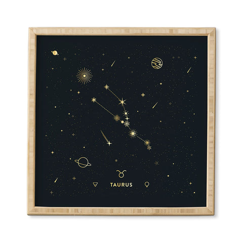 Cuss Yeah Designs Taurus Constellation in Gold Framed Wall Art