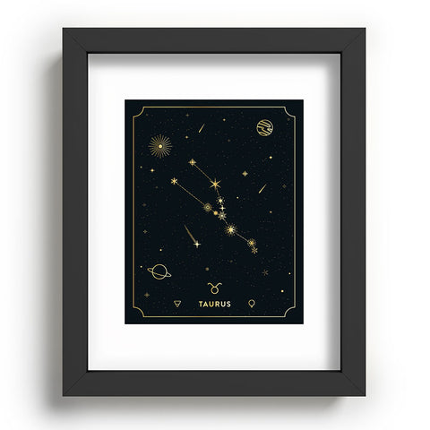 Cuss Yeah Designs Taurus Constellation in Gold Recessed Framing Rectangle