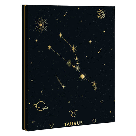 Cuss Yeah Designs Taurus Constellation in Gold Art Canvas