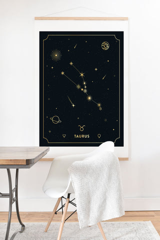 Cuss Yeah Designs Taurus Constellation in Gold Art Print And Hanger