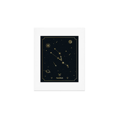 Cuss Yeah Designs Taurus Constellation in Gold Art Print