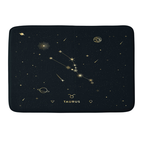 Cuss Yeah Designs Taurus Constellation in Gold Memory Foam Bath Mat