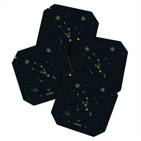 Cuss Yeah Designs Taurus Constellation in Gold Coaster Set
