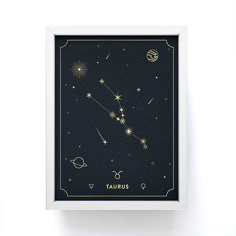 Cuss Yeah Designs Taurus Constellation in Gold Framed Mini Art Print