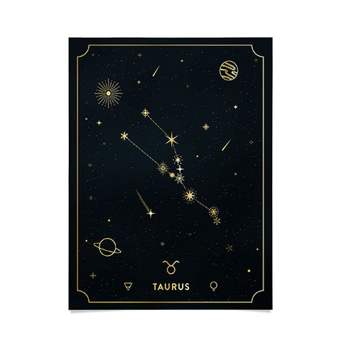 Cuss Yeah Designs Taurus Constellation in Gold Poster