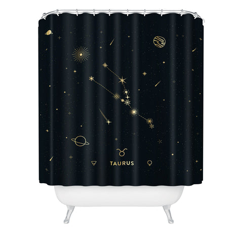 Cuss Yeah Designs Taurus Constellation in Gold Shower Curtain