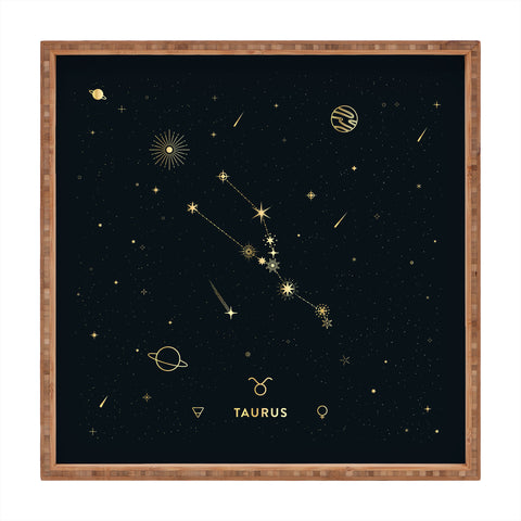 Cuss Yeah Designs Taurus Constellation in Gold Square Tray
