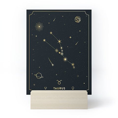 Cuss Yeah Designs Taurus Constellation in Gold Mini Art Print