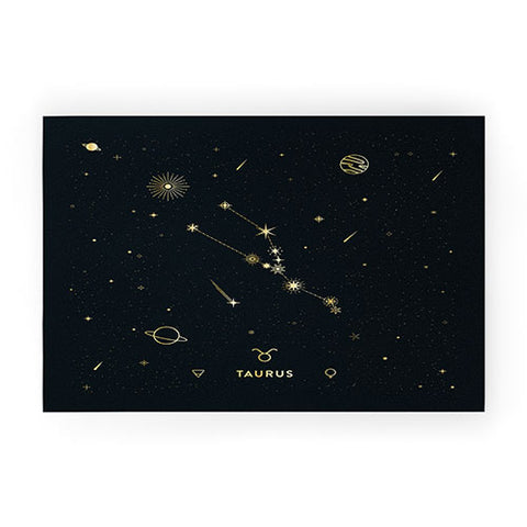 Cuss Yeah Designs Taurus Constellation in Gold Welcome Mat